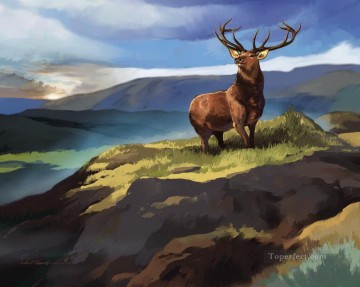 動物 Painting - amc0012D1 動物 鹿